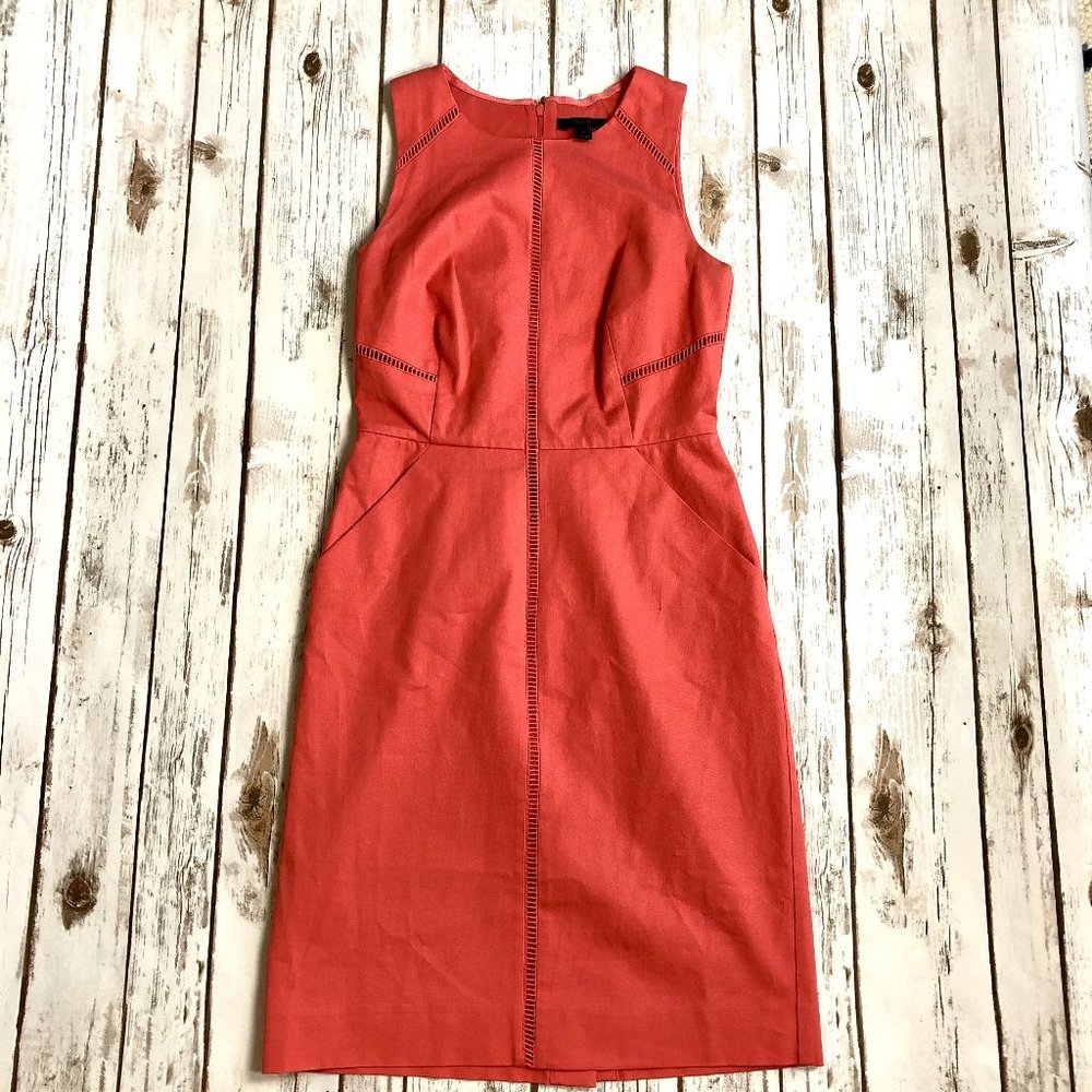 J Crew Ladder-Stitch Dress, Coral, Size 2